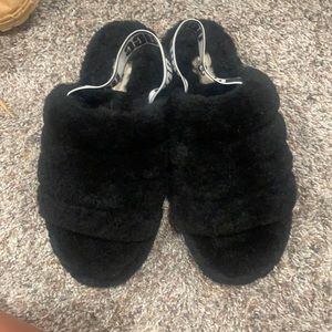 Black Ugg Fuzzy Slippers